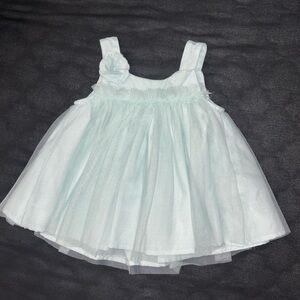 First Impressions Light Blue Dress with Floral Accents